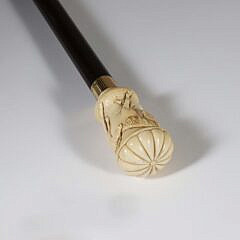 Carved Horse Stampede Grip Walking Stick, 19th Century