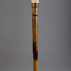 Carved Forest Grip with Child and Fawn Walking Stick, 19th Century