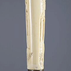 Carved Forest Grip with Child and Fawn Walking Stick, 19th Century