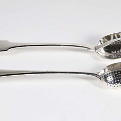 Two Georgian Sterling Silver Strainer Spoons