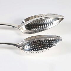Two Georgian Sterling Silver Strainer Spoons