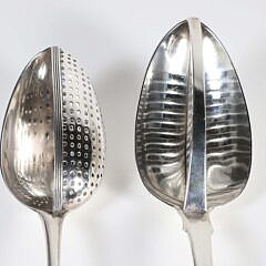 Two Georgian Sterling Silver Strainer Spoons