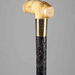 Whaleman Carved L-Grip Cane, 19th Century