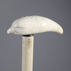Whaler Made Bird Grip Walking Stick, 19th Century