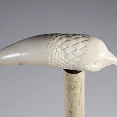 Whaler Made Bird Grip Walking Stick, 19th Century