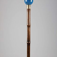 Blue Stone Ball Grip Walking Stick, 19th Century