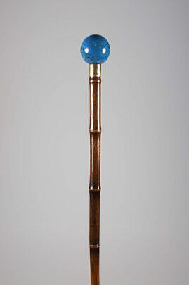 Blue Stone Ball Grip Walking Stick, 19th Century