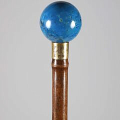 Blue Stone Orb Grip Walking Stick, 19th Century