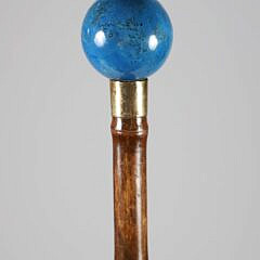 Blue Stone Orb Grip Walking Stick, 19th Century