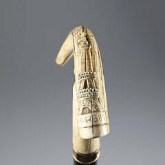 Carved Paris 1889 Tower Grip Cane, 19th Century