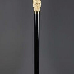 Finely Carved Hunter With Dogs Walking Stick, 19th Century
