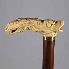 Carved Dolphin Cane, 19th Century