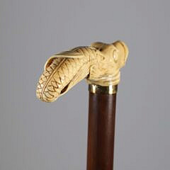 Carved Dolphin Cane, 19th Century