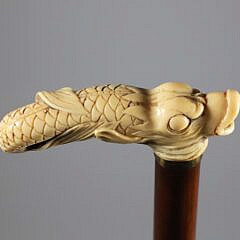 Carved Dolphin Cane, 19th Century