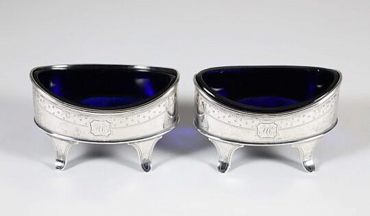 Pair of George III Sterling Silver Salt Cellars, Henry Chawener, London, 1790