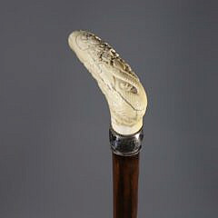 Carved Chinese Dragon Grip Cane, 19th Century