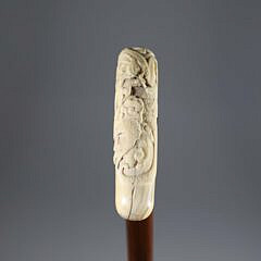 Carved Chinese Dragon Grip Cane, 19th Century