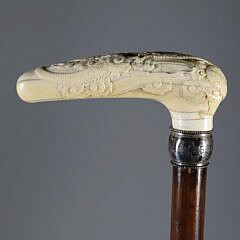 Carved Chinese Dragon Grip Cane, 19th Century