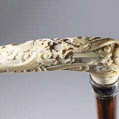 Carved Chinese Dragon Grip Cane, 19th Century