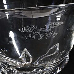 Signed Steuben Clear Glass Centerpiece Bowl with Etched American Eagle and 1784