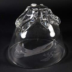Signed Steuben Clear Glass Centerpiece Bowl with Etched American Eagle and 1784
