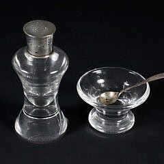 Signed Steuben Clear Glass Open Salt and Pepper Shaker