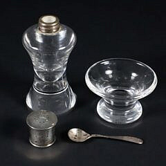 Signed Steuben Clear Glass Open Salt and Pepper Shaker