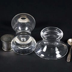 Signed Steuben Clear Glass Open Salt and Pepper Shaker
