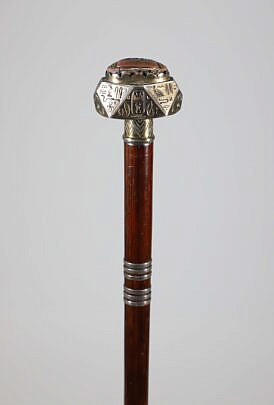 Stone Egyptian Scarab and Silver Walking Stick