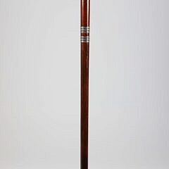 Egyptian Carved Stone Scarab and Engraved Silver Walking Stick