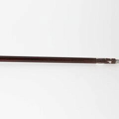Egyptian Carved Stone Scarab and Engraved Silver Walking Stick