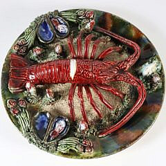 Vintage Palissy Majolica Lobster Plate