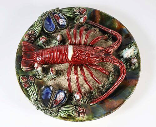 Vintage Palissy Majolica Lobster Plate