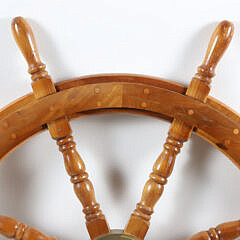 Contemporary and Decorative Mahogany and Brass Ships Wheel