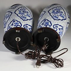 Pair of Blue and White Chinese Porcelain Lamps, 20th Century