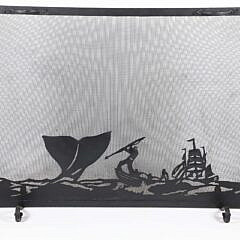 Wrought Iron Whale Hunt Fireplace Screen