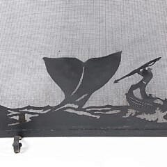 Folk Art Wrought Iron Whale Hunt Fireplace Screen