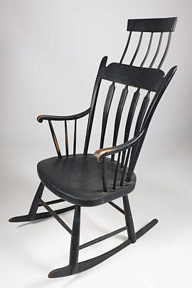 American Black Painted Comb Back Windsor Rocker