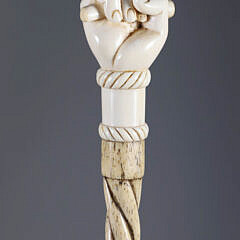 Whaler Made Clenched Fist Grip Holding a Rod Walking Stick, 19th Century