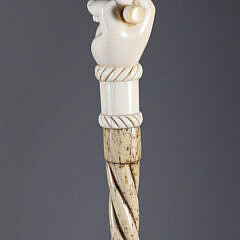Whaler Made Clenched Fist Grip Holding a Rod Walking Stick, 19th Century