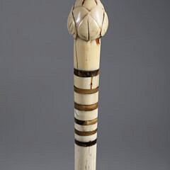 Whaler Made Artichoke Grip Walking Stick, 19th Century