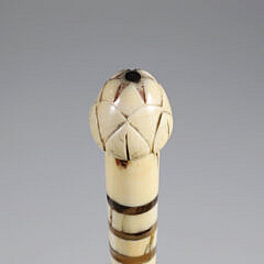 Whaler Made Artichoke Grip Walking Stick, 19th Century