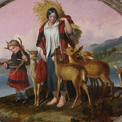 American Oval Oil on Canvas “Fruit of the Lands”, 19th Century