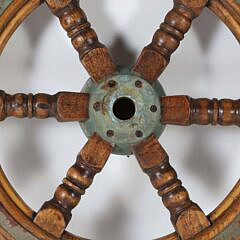 Vintage Brass and Wood Six-Spoke Yacht Wheel