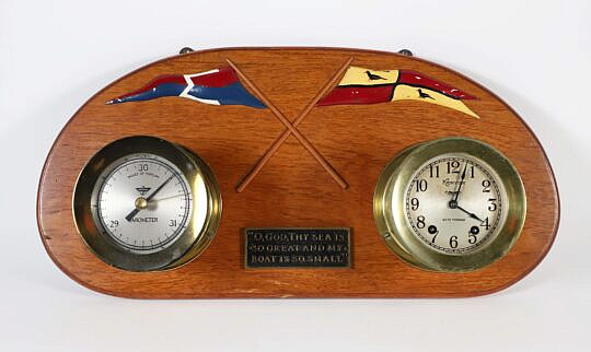 Kenyon Clock Barometer Set from the Yacht "Wayferer"