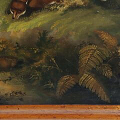 English Oil Canvas “The Hunter, The Fox, and The Pheasant”, 19th Century