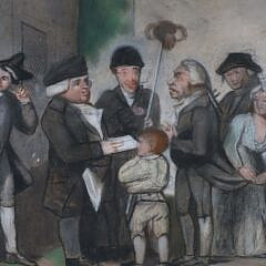 Pastel on Paper “Gathering at the Pub”, 19th Century