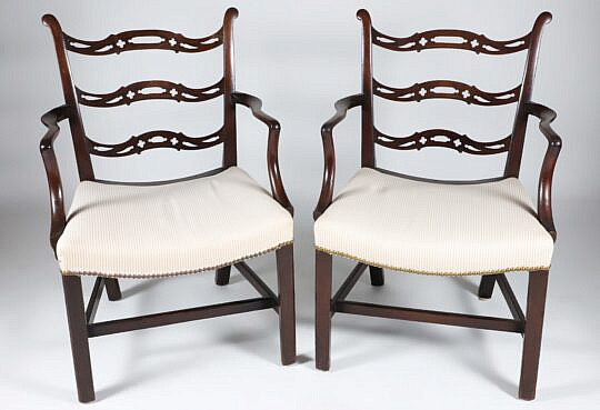 Pair of English Mahogany Armchairs