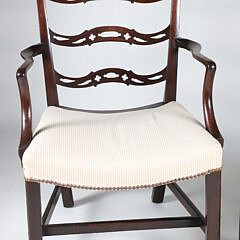 Pair of English Chippendale Style Ladder-Back Mahogany Armchairs