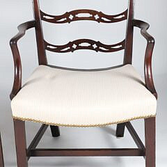 Pair of English Chippendale Style Ladder-Back Mahogany Armchairs